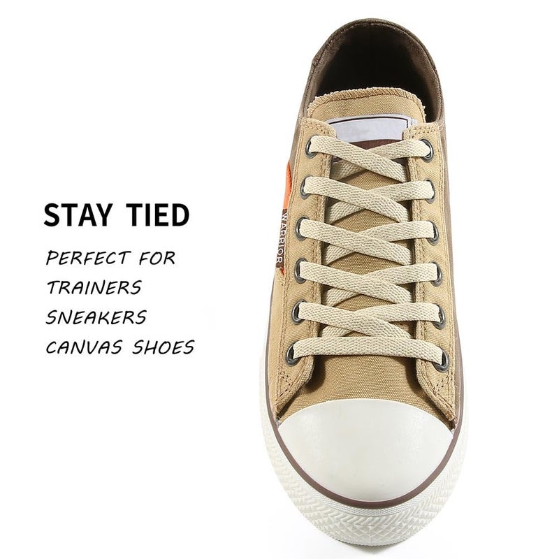VSUDO 24 Inch Flat Beige Shoe Laces for Kids Sneakers, Cream Short Shoelaces for Sneakers, Replacements Shoe Strings for Women or Men (2 Pairs-Beige-60CM) - Image 3